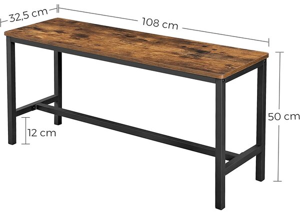 VASAGLE komplet 2 notranjih klopi v industrijskem slogu za jedilnico, 108 x 32,5 x 50 cm