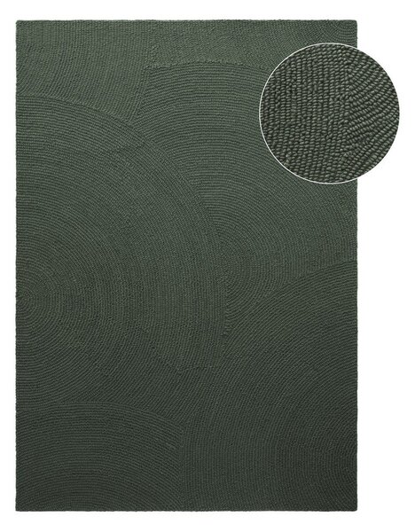 Temno zelena ročno tkana volnena preproga 160x230 cm Calmio – Hanse Home