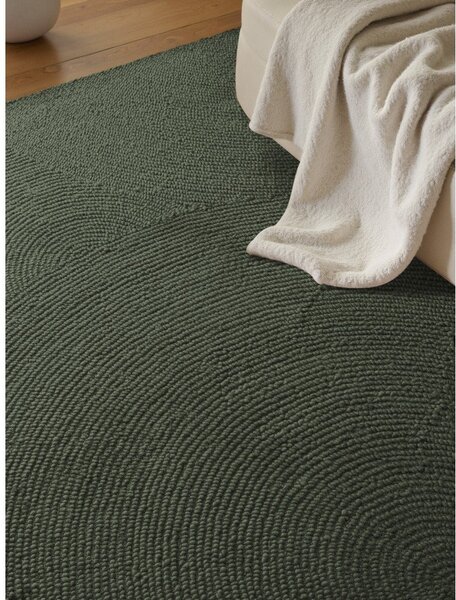 Temno zelena ročno tkana volnena preproga 160x230 cm Calmio – Hanse Home