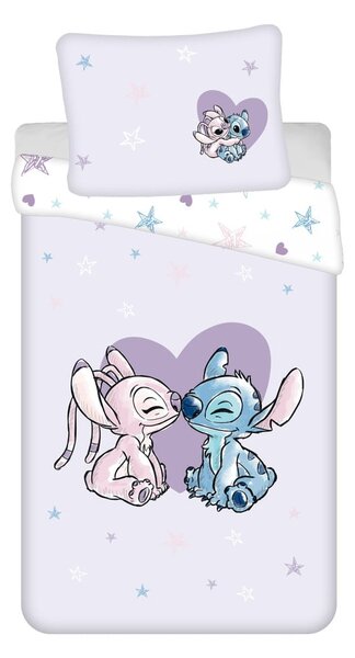 Enojna bombažna otroška posteljnina 140x200 cm Lilo and Stitch "Heart" – Jerry Fabrics