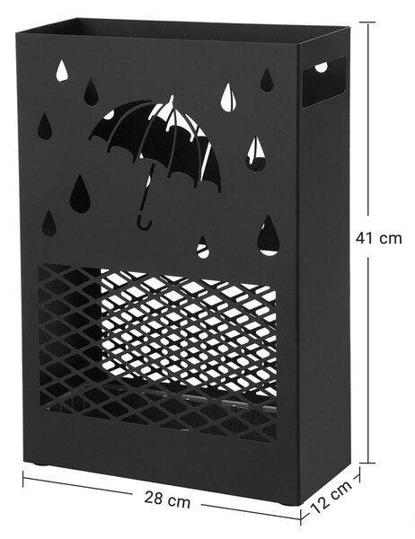 Kovinsko stojalo za dežnike, s snemljivim odcejalnikom, črna | SONGMICS