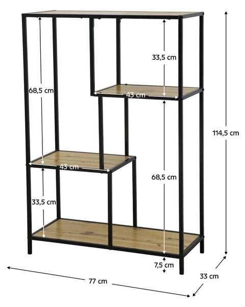 KONDELA Regal, črna/hrast, BILOTE TIP 1