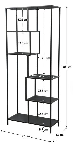 KONDELA Regal, črna, BILOTE TIP 3