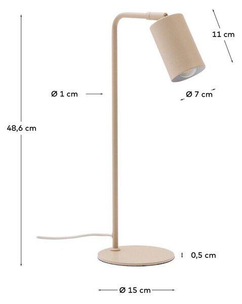 Bež kovinska namizna svetilka (višina 49 cm) Manie – Kave Home