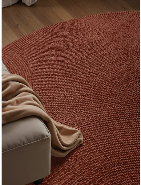 Opečnato oranžna ročno tkana volnena okrogla preproga ø 120 cm Calmio – Hanse Home