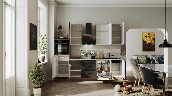 FlexWell Kuhinjski Blok Z Aparati Capri, Črna, Barva Hrasta