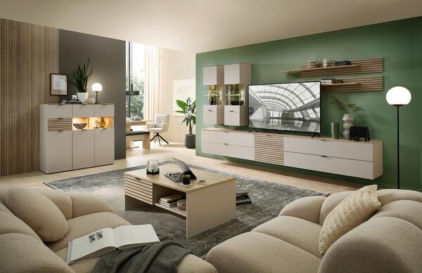 Premium Living Visoka Komoda Memphis, Kašmir, Barva Hrasta