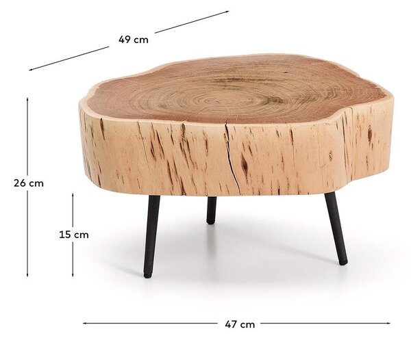 Okrogla klubska mizica z mizno ploščo iz akacije v naravni barvi 49x47 cm Tanive – Kave Home