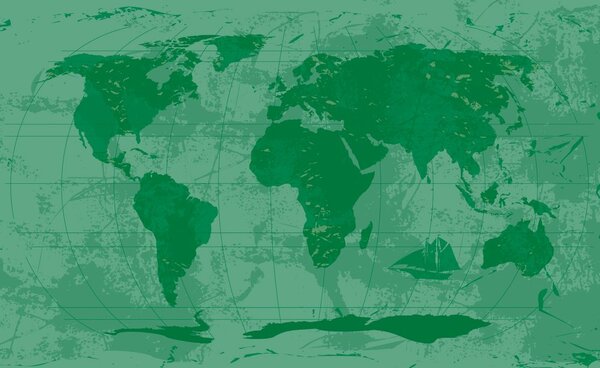 Tapeta rustikalni zemljevid sveta v zeleni barvi