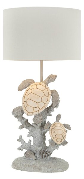 Bela/siva namizna svetilka s tekstilnim senčilom (višina 63,5 cm) Turtle – Mauro Ferretti