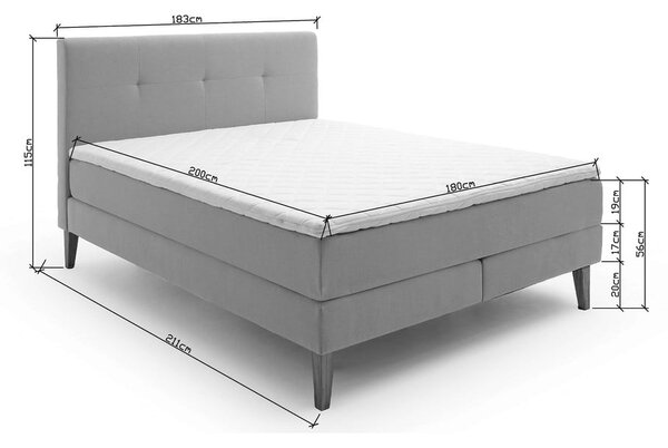 Antracitno siva boxspring postelja 180x200 cm Stockholm – Meise Möbel
