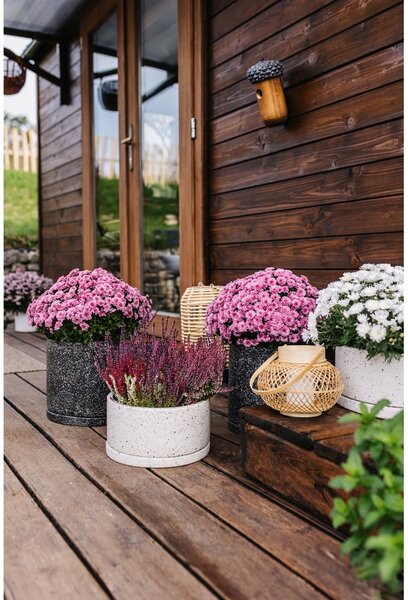 Komplet 2 temno sivih cvetličnih loncev Bonami Selection Terrazzo, ø 26 cm