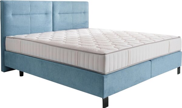 POSTELJA BOXSPRING 200 cm x 220 cm , tekstil pastelno modra