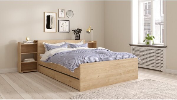 Zakonska postelja v hrastovem dekorju 160x200 cm Naia – Tvilum