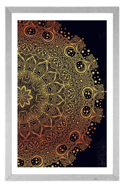 Plakat s paspartujem zlata orientalska Mandala