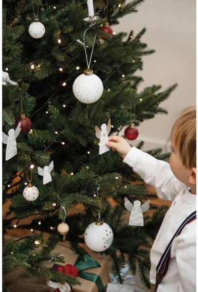 Srebrni porcelanasti angel STRIPES, viseči