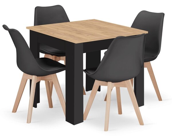 Jedilni set 1 + 4, miza MADO ARTISAN 80x80 + stol BALI MARK črna