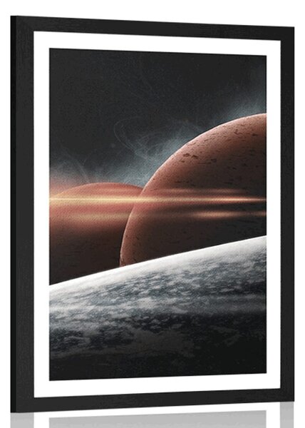 Plakat s paspartujem planeti v galaksiji