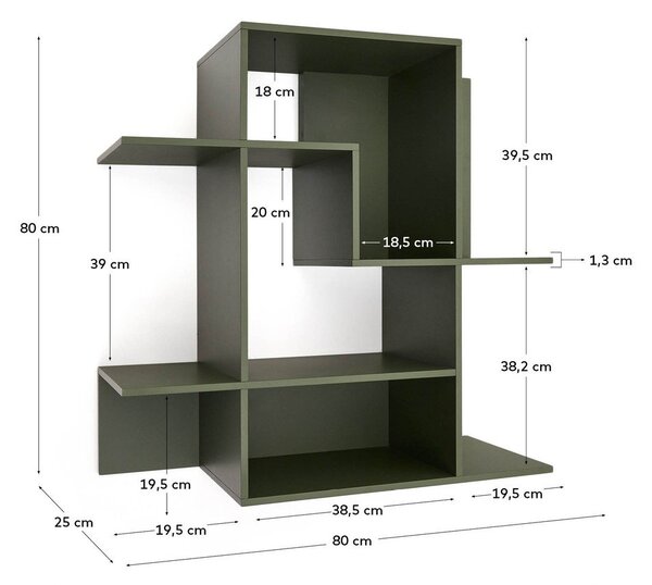 Zelen sistem modularnih polic 80x80x25 cm Ina – Kave Home