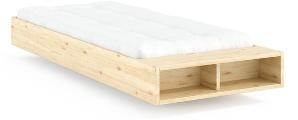 Postelja iz masivnega bora brez vzglavja z letvenim dnom 90x200 cm v naravni barvi Merge – Karup