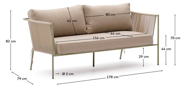 Zeleno-bež oblazinjen vrtni kavč Zivia – Kave Home
