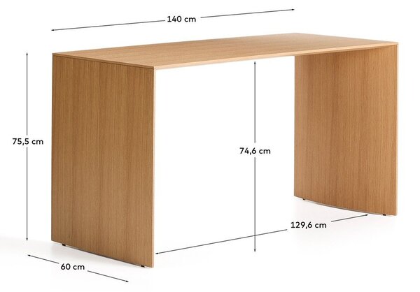 Pisalna miza v hrastovem dekorju 60x140 cm Litto – Kave Home