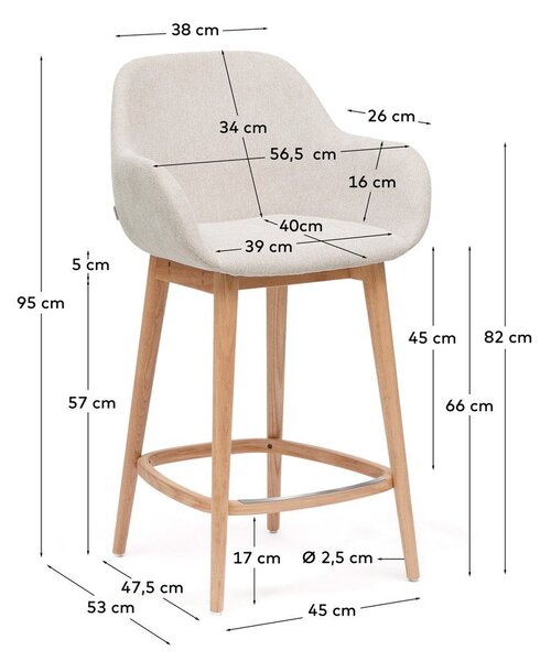 Bež oblazinjen barski stol z nasloni za roke (višina sedeža 66 cm) Konna – Kave Home