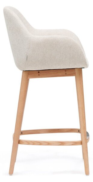 Bež oblazinjen barski stol z nasloni za roke (višina sedeža 66 cm) Konna – Kave Home