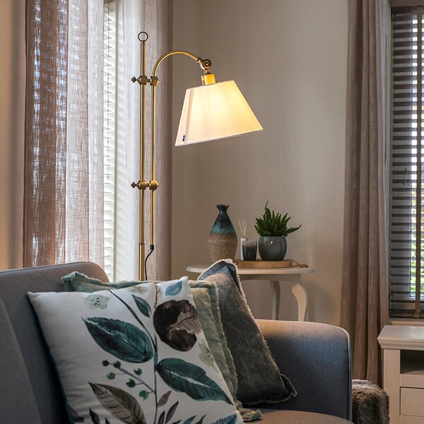 Pametna klasična talna svetilka bronasta z belo, vključno z Wifi A60 - Ashley