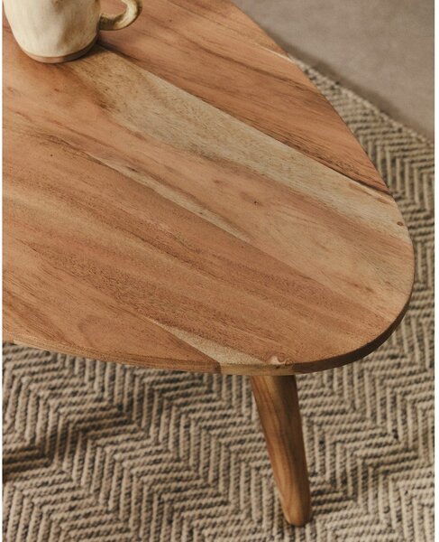 Klubska mizica iz masivne akacije v naravni barvi 60x110,5 cm Duvani – Kave Home