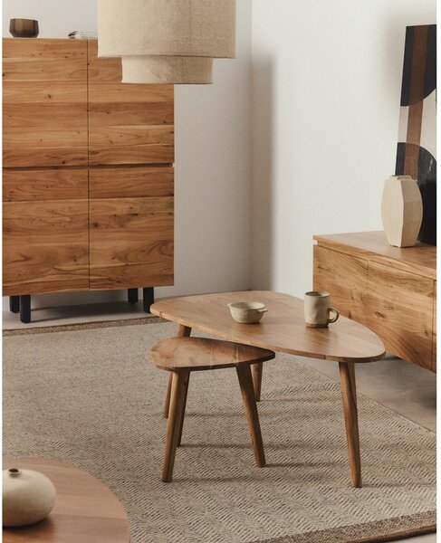Klubska mizica iz masivne akacije v naravni barvi 60x110,5 cm Duvani – Kave Home