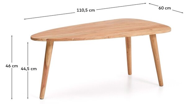 Klubska mizica iz masivne akacije v naravni barvi 60x110,5 cm Duvani – Kave Home