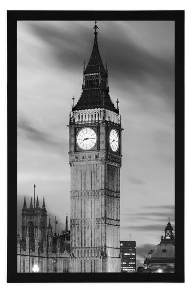 Plakat Big Ben v Londonu v črnobeli varianti