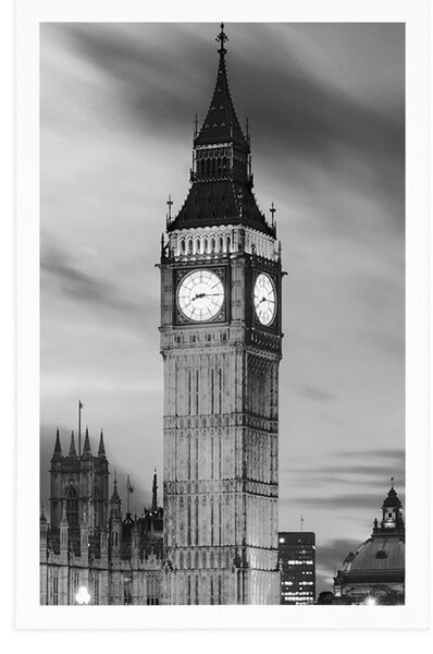 Plakat Big Ben v Londonu v črnobeli varianti