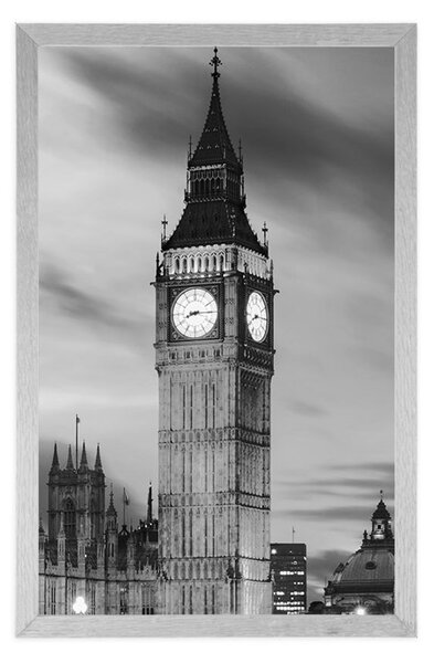 Plakat Big Ben v Londonu v črnobeli varianti