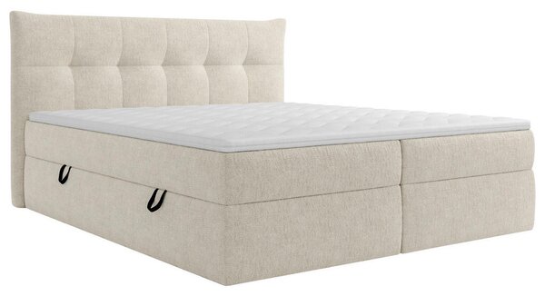 POSTELJA Z VZMETNICO 140 cm x 200 cm , tekstil krem barve