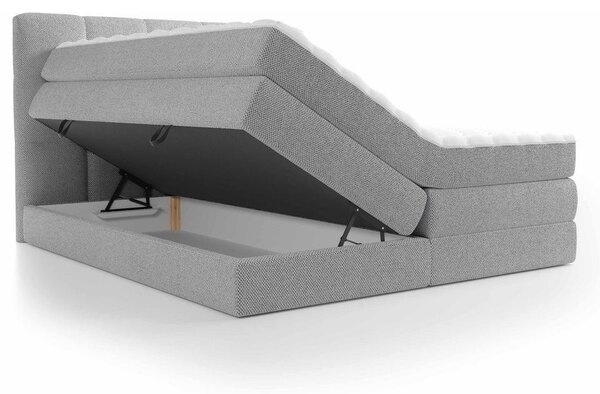 BOXSPRING POSTELJA 140 cm x 200 cm , tekstil siva