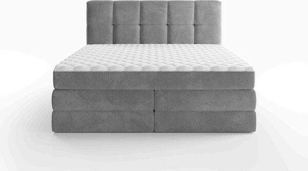 BOXSPRING POSTELJA 140 cm x 200 cm , tekstil siva
