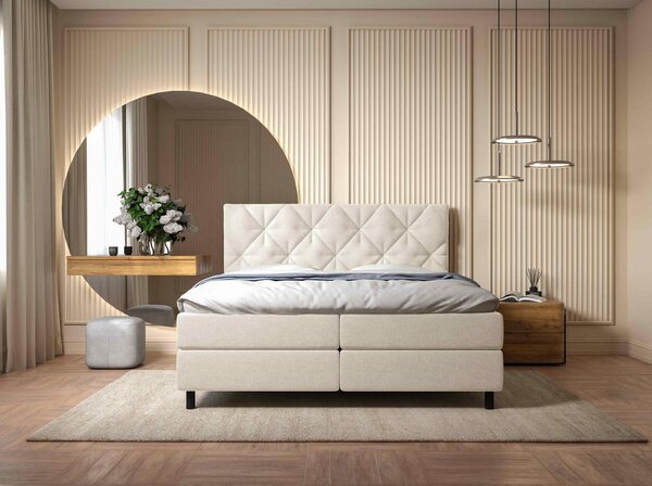 POSTELJA Z VZMETNICO 180 cm x 200 cm , tekstil naravne barve