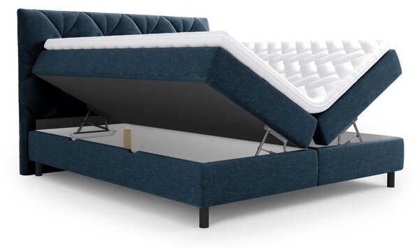 POSTELJA Z VZMETNICO 160 cm x 200 cm , tekstil temno modra