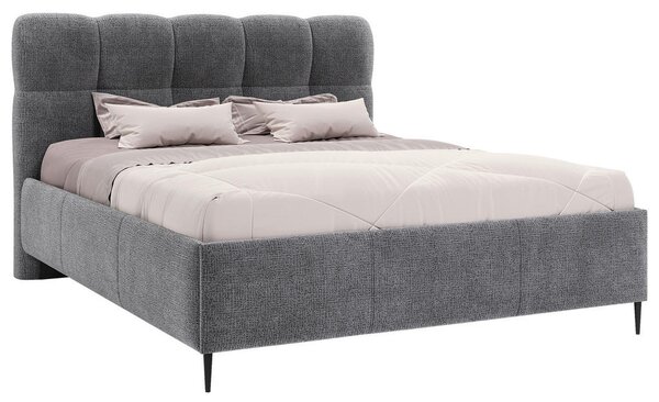 OBLAZINJENA POSTELJA 140 cm x 200 cm , tekstil antracit