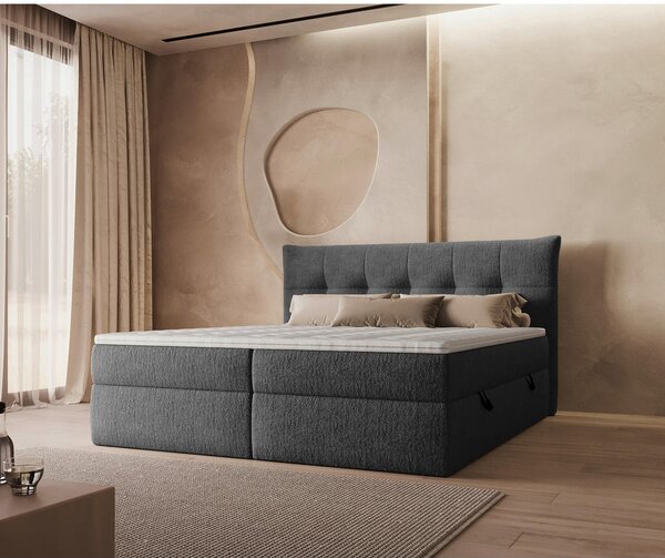 POSTELJA Z VZMETNICO 140 cm x 200 cm , tekstil antracit