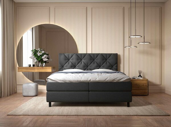 POSTELJA Z VZMETNICO 140 cm x 200 cm , tekstil antracit