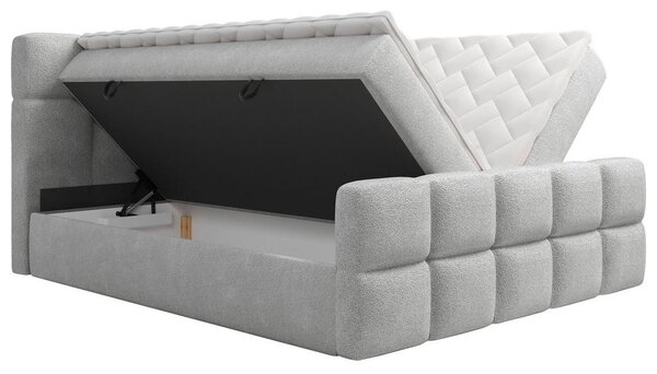 POSTELJA Z VZMETNICO 140 cm x 200 cm , tekstil srebrne barve