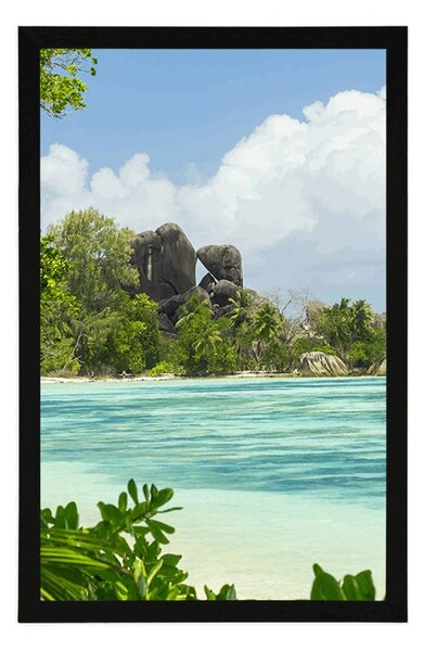 Plakat čudovita plaža na otoku La Digue