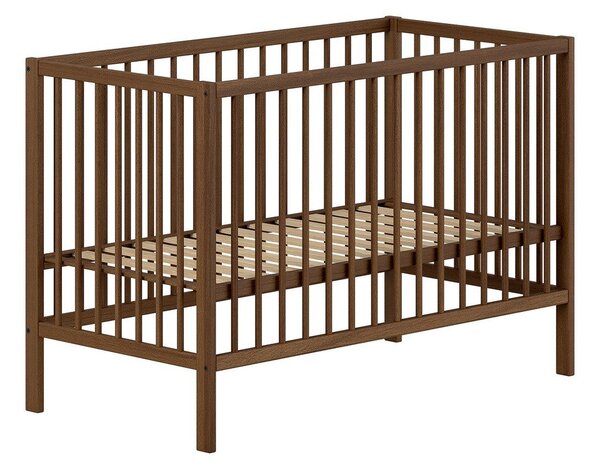 Rjava otroška posteljica iz masivne bukve z nastavljivo višino 60x120 cm Dino – Vipack