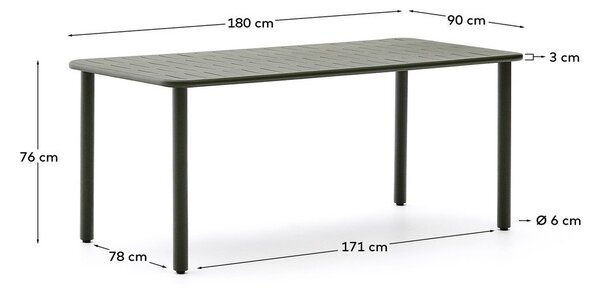 Jeklena vrtna miza 90x180 cm Brai – Kave Home