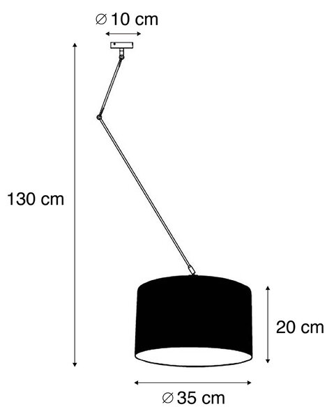 Jeklena viseča svetilka s črnim lanenim odtenkom 35 cm - Blitz