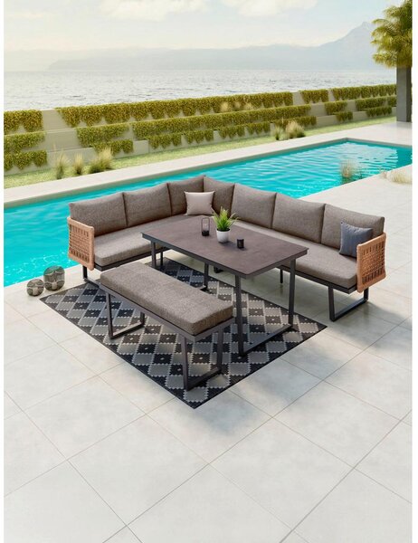 Mömax Lounge Garnitura Emmi, Antracit, Rjava, 4-Delno