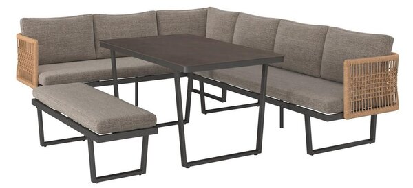 Mömax Lounge Garnitura Emmi, Antracit, Rjava, 4-Delno